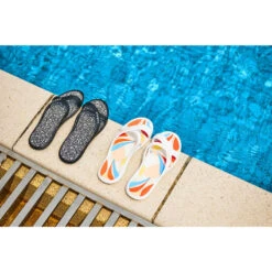 Badslippers Voor Zwemsport Dames Slap 500 -Schoenen Promotiewinkel badslippers voor zwembad dames slap 500 lea wit beige 4