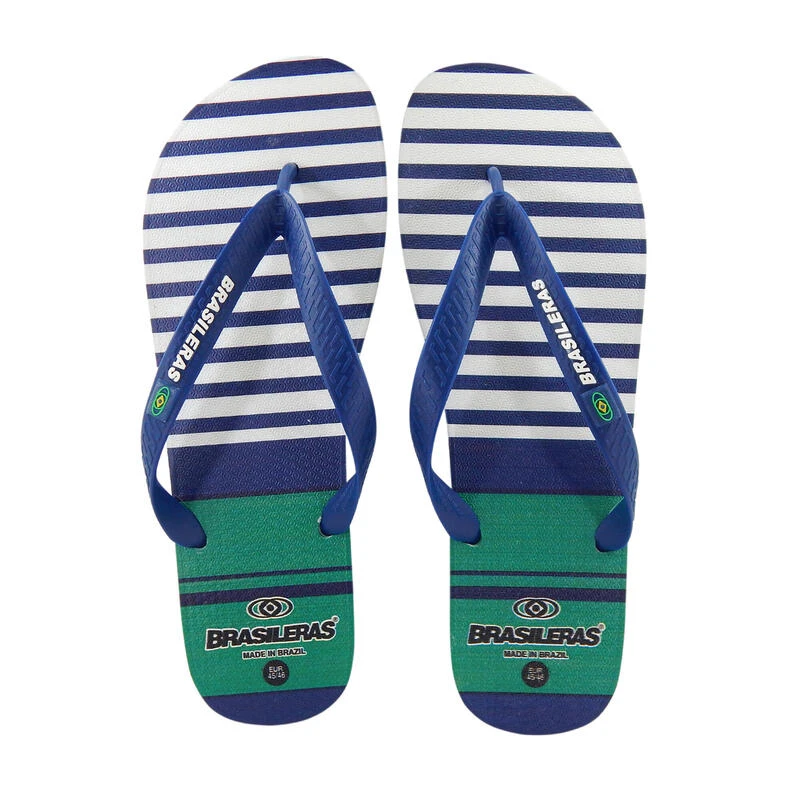 Heren Strand Teenslippers Brasileras Blauw Rubber Zolen 2 Heren Strand Teenslippers Brasileras Blauw Rubber Zolen - Afbeelding 2