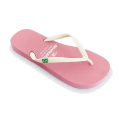 Roze-witte Teenslippers Voor Dames Met Een Rubberen Zool