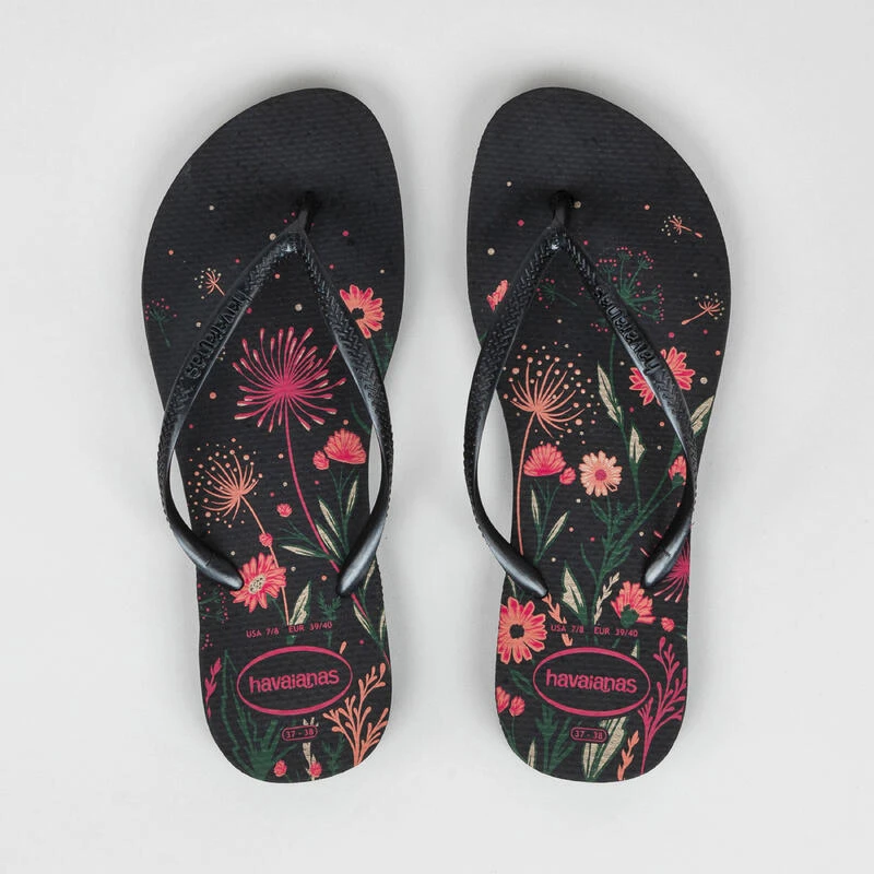 Havaianas Slippers Voor Dames Slim Floral Zwart 2 Havaianas Slippers Voor Dames Slim Floral Zwart - Afbeelding 2
