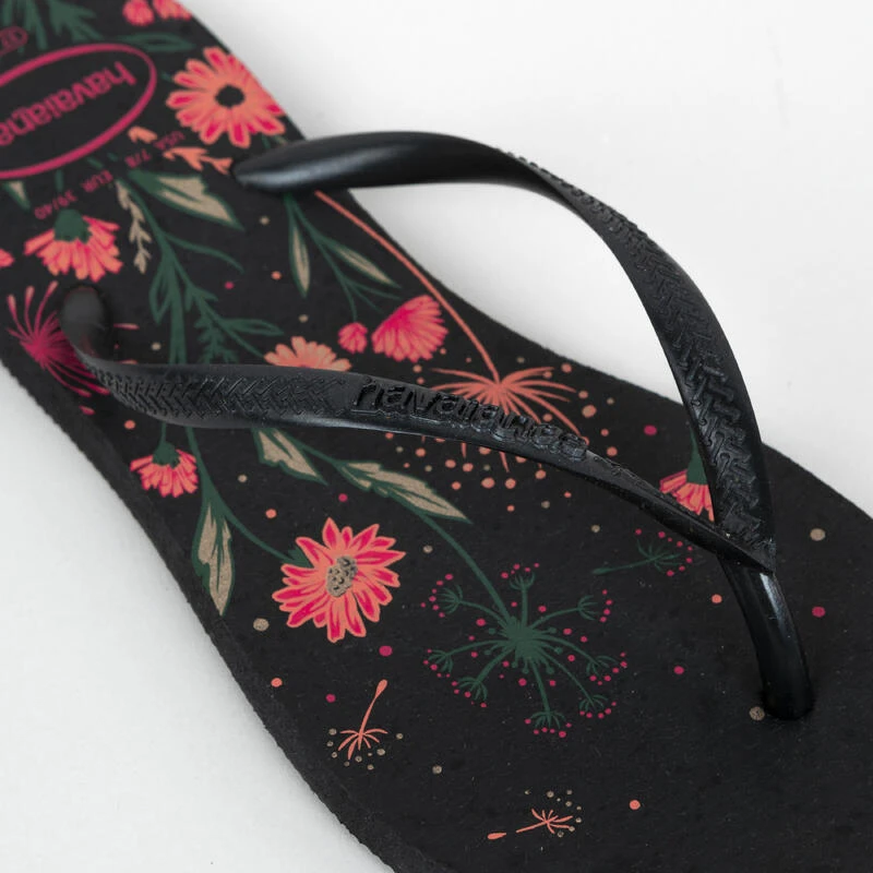 Havaianas Slippers Voor Dames Slim Floral Zwart 5 Havaianas Slippers Voor Dames Slim Floral Zwart - Afbeelding 5