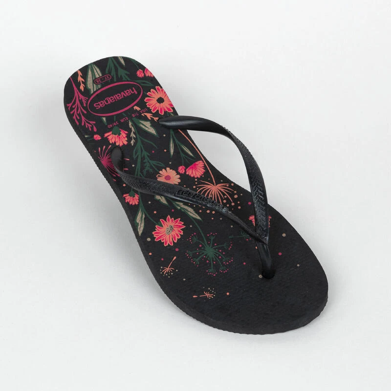 Havaianas Slippers Voor Dames Slim Floral Zwart 1 Havaianas Slippers Voor Dames Slim Floral Zwart