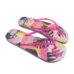 Strandslippers Voor Dames In Fuchsia Kleur Met Rubberen Zolen