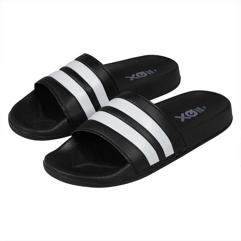 XQ Badslippers Heren Gestreept Zwart 2 XQ Badslippers Heren Gestreept Zwart - Afbeelding 2